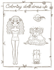 dress up doll coloring drawing cartoon  doodle kawaii anime cute illustration drawing clip art character chibi manga comics