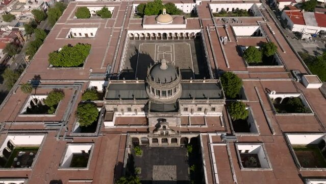 Architectural Museum Of Hospicio Cabañas In Guadalajara City, Jalisco, Mexico. Aerial Tilt-up