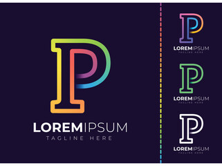 P letter initial colorful gradient logo. Modern letter p logo design.