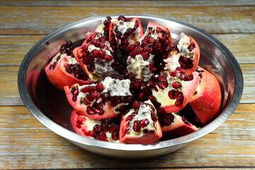 Pile of fresh and organic Pomegranate, mock up of the harvest product in the market.