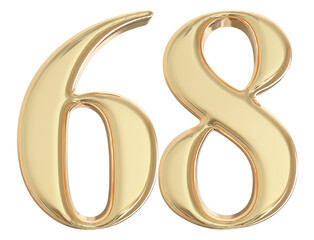 3d gold number 68 with generative AI