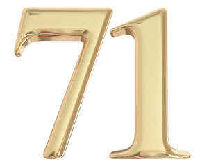 3d gold number 71 with generative AI