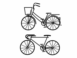 Fototapeta na wymiar 自転車のイラスト素材セット　線画のみ