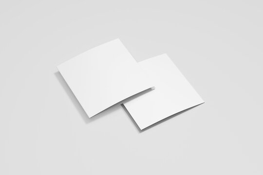 Square bifold brochure blank mockup