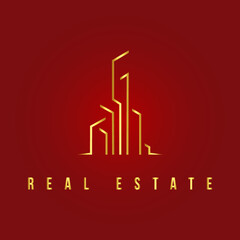 Fototapeta premium luxury real estate logo design line art style