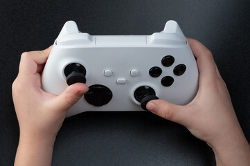 Close up of playing kid in computer game © PixieMe