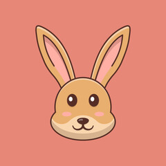 Cute rabbit face cartoon vector icon illustration. Flat cartoon style. Rabbit Illustration.