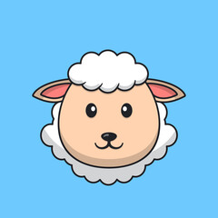 Cute sheep face cartoon vector icon illustration. Flat cartoon style. Sheep Illustration.