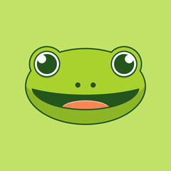 Cute frog face cartoon vector icon illustration. Flat cartoon style. Frog Illustration.