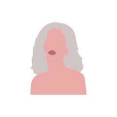 Half body beautiful woman colorful portrait. Avatars for social networks. Vector illustration in flat style.