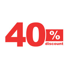 40% Discount. Sale tags set vector badges template. Sale offer price sign. Special offer symbol. Discount promotion. Discount badge shape. Vector 