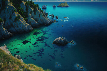 Black Sea scenery with blue and green waters. Generative AI