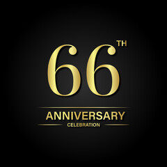 65th anniversary celebration with gold color and black background. Vector design for celebrations, invitation cards and greeting cards.