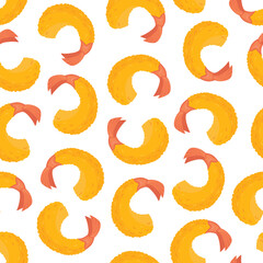 Doodle flat clipart. Shrimp tempura pattern. All objects are repainted.