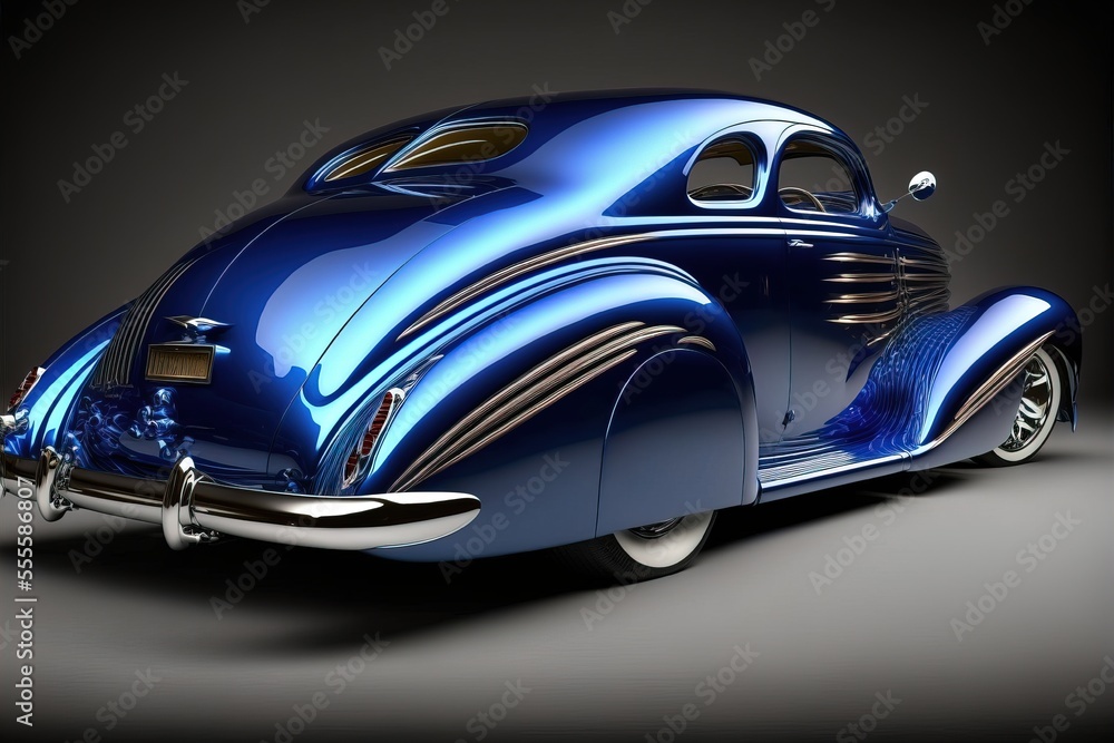 Poster a blue car is shown in a black background with a gray background and a black background with a gray 