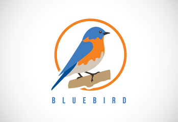 Bluebird in a circle. Bluebird logo design template vector illustration