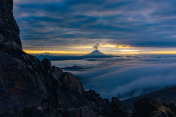 Cotopaxi volcano at sunrise in Ecuador
