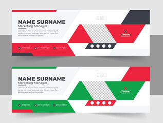 Creative Email Signature Layout, Modern email signature vector templates with author photo place