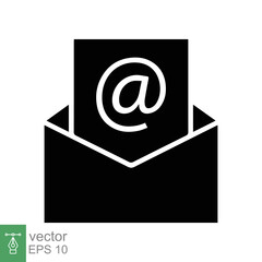 Email icon. Simple solid style. Mail, envelope, newsletter, letter receive and send, communication concept. Electronic mail symbol. Glyph vector illustration isolated on white background. EPS 10.