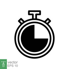 Stopwatch icon. Simple flat style. Time clock stop, timer, alarm, counter, chronometer sign, management concept. Vector illustration isolated on white background. EPS 10.