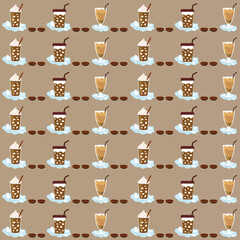 Iced coffee seamless pattern