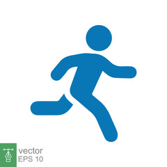 Runner icon. Simple solid style. Man run fast, race, sprint, flat design symbol, sport concept. Glyph vector illustration isolated on white background. EPS 10.