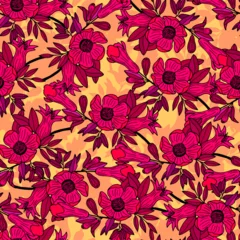 Türaufkleber Seamless pattern of pomegranate flowers. Eps 10 illustration preview. © Yevheniia