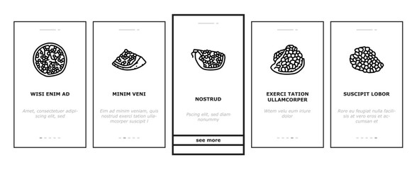 pomegranate fruit red food onboarding mobile vector. half, seed fresh, ripe juice, leaf cut, juicy, green sweet, slice leaves, organic pomegranate fruit red food Illustration