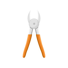 Orange steel pliers vector illustration. Cartoon drawing of dentist tool, teeth care equipment isolated on white background. Oral or dental hygiene, medicine, care concept