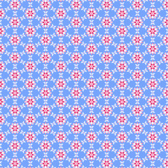 Simple delicate light pastel blue and pink geometric floral fabric pattern motifs