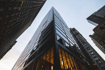 Fototapeta na wymiar low angle view of skyscrapers in Manhattan. High-quality photo