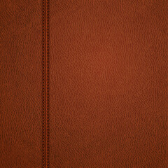 Stitched leather backaground - eps10. Realistic vector texture. Brown leather surface with stitches. 
