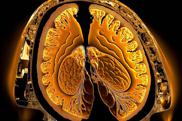 The term head mri of the brain refers to a Mri (magnetic resonance imaging) scan. Generative AI - obrazy, fototapety, plakaty