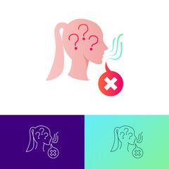 Smell loss, anosmia flat gradient icon. Girl sniffing. Vector illustration.