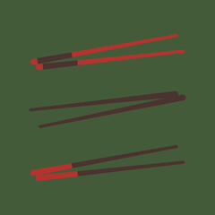 A set of chopsticks for Japanese cuisine. Cartoon illustration of chopsticks.