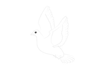 Line art white pigeons or doves. art illustration design.