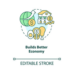 Builds better economy concept icon. Nutrition products. Regenerative food abstract idea thin line illustration. Isolated outline drawing. Editable stroke. Arial, Myriad Pro-Bold fonts used
