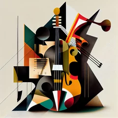 Deurstickers Abstract background of jazz instruments © August