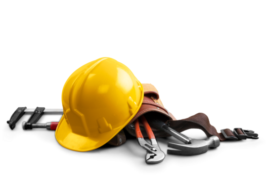 Working helmet with metal construction tools