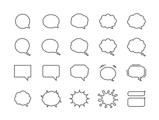 Fototapeta premium 様々な吹き出しセット（線画）