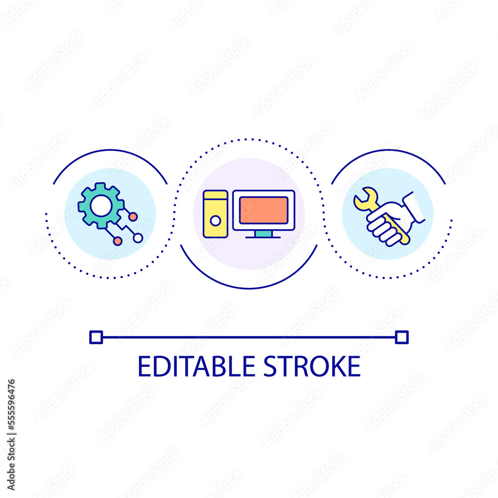 Poster computer maintenance loop concept icon. hard drive updates abstract idea thin line illustration. fix