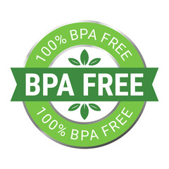 Label Bpa free in flat vector illustration for logo, icon, badge. BPA bisphenol A for non toxic plastic product