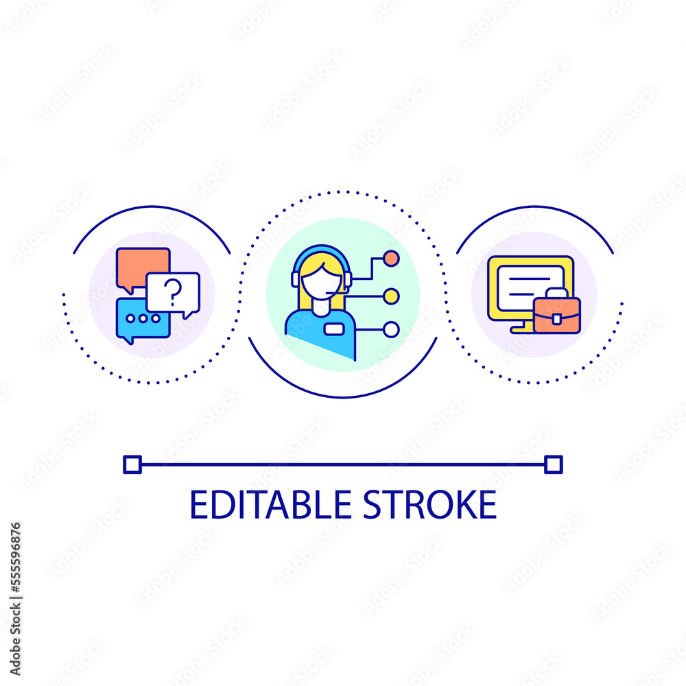 Poster customer service representative loop concept icon. remote client support specialist abstract idea th