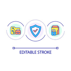 Securing sensitive data loop concept icon. Protecting personal information abstract idea thin line illustration. Access control. Isolated outline drawing. Editable stroke. Arial font used