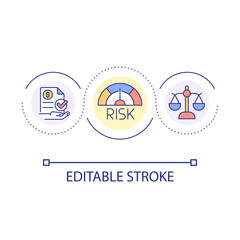 Regulations for business activities loop concept icon. Mitigate legal risks abstract idea thin line illustration. Contract operations. Isolated outline drawing. Editable stroke. Arial font used