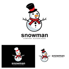 Snowman Logo, Snowman Winter Vector, And Christmas Winter, And New Year