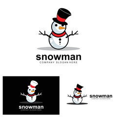 Snowman Logo, Snowman Winter Vector, And Christmas Winter, And New Year