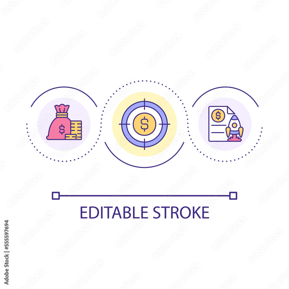 Poster focus on financial goal loop concept icon. build up fund abstract idea thin line illustration. savin