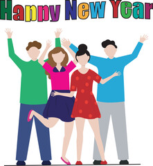 Happy New Year friend people group
