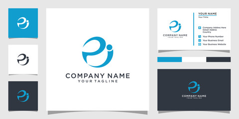 PI or IP initial letter logo design concept - obrazy, fototapety, plakaty